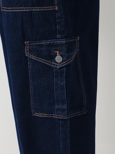 Image of Urbano Plus Men Mid Rise Loose Baggy Fit Cargo Jeans with 6 Pockets Non-Stretchable
