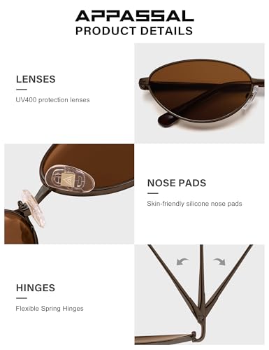 Retro Oval Cat Eye Sunglasses for Women, Vintage Metal Frame with Spring Hinge, Trendy Fashion Glasses AP3730