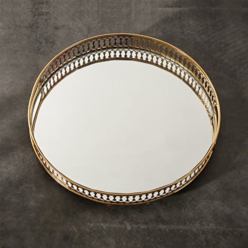 Bandeja decorativa para desayuno circular de metal retro para mesa de centro 5