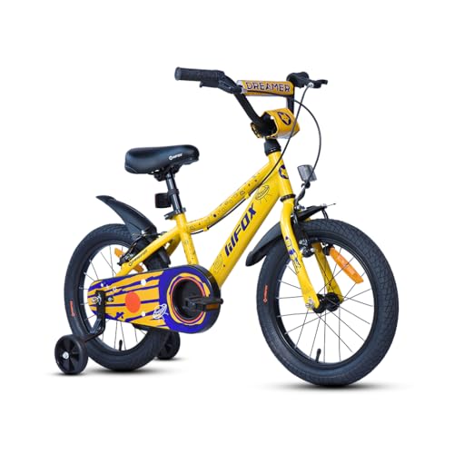 Image of FIREFOX Dreamer 16T Single Speed Bicycle for Kids | Yellow | Rigid | V Brake | High Strength Steel Frame: 24Cm | Non Toxic Paint | Ideal Rider Height: 105-120cm | 98% Pre-Assembled