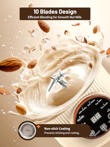 Nut Milk Maker Machine, 35oz Homemade Soy, Almond, Oat, Coconut, Plant Based and Non Dairy Beverages, 8 in 1 Automatic Soybean Machine With 12H Delay Start/Keep Warm/Boil Water