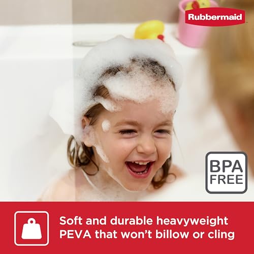Image of Rubbermaid Clear Shower Curtain Liner, Waterproof Heavyweight 8g PEVA Shower Liner for Bathroom, with Weighted Magnets and Rustproof Charcoal Gray Grommets, 70x72, Standard Size, Clear