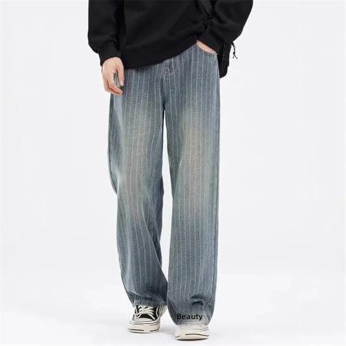 Men's Vintage American Style Jeans Loose Straight Leg Bar Casual Pants3