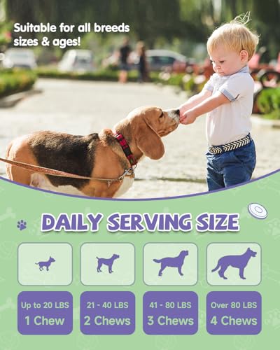 Juckreiz für Hunde, Gegen Allergien für Hunde, 120 Leckere Snacks, Nahrungs Ergänzungsmittel zur Stärkung Immunsystems, Anti Juckreiz Gesundheitsprodukte für Kräuter, mit Taurin, Kurkuma, Kolostrum