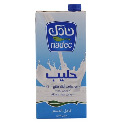 حليب كامل الدسم طويل الامد من ناديك، 12 × 1 لتر