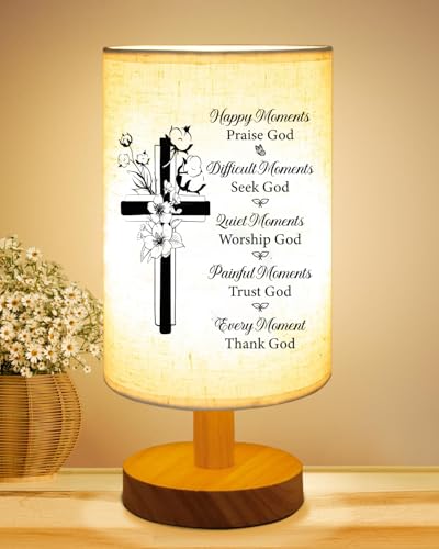 Christian Gifts for Women Faith, Inspirational Fabric Table Lamp Gifts, Christmas Birthday Gifts for Women, Men, Sister, Friends, Religious Gifts for Women, Bedside Table Lamp