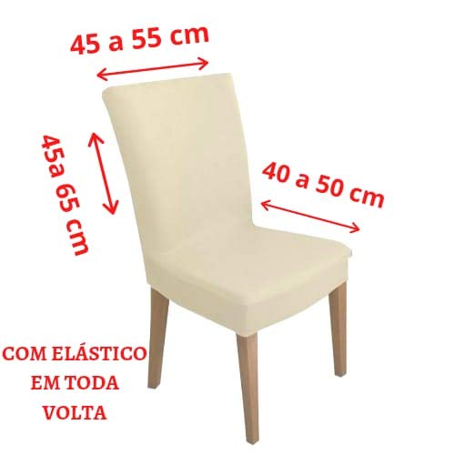Jogo 6 Capas Para Cadeira Jantar Malha Com Elástico (BEGE)
