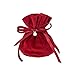 Airssory 10 Pcs 5.5x5 Dark Red Round Bottom Drawstring Velvet Cloth Gift Pouches Jewelry Candy Gift Bags with Faux Pearl Charm for Christmas Party Wedding Favors