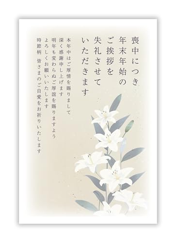 喪中はがき 10枚【詳細記入不要】私製はがき インクジェット対応【フチなし全面プロ仕上げ】パピレイMOP-212