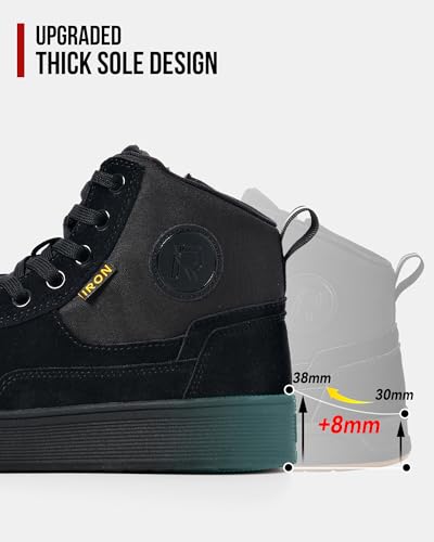RIDEIRON Motorradschuhe Herren Damen Motorradstiefel CE-geprüft,rutschfeste,verstärkte verdickte Sohle, wasserdicht atmungsaktiv bequem mit seitlichen Reißverschlüssen und Knöchelstütze Schwarz 44