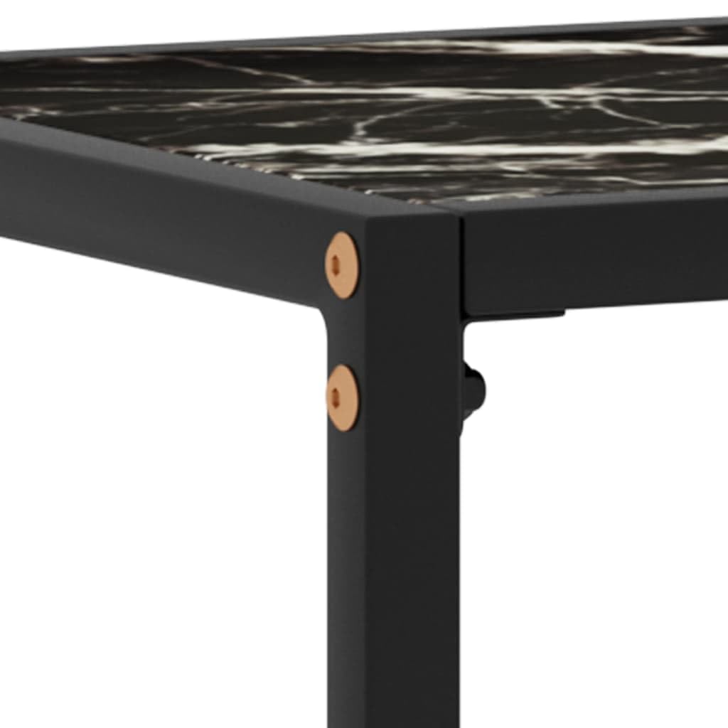 Generic Stolik Konsolowy Czarny 100x35x75 Cm Szkło Hartowane z fakturą Marmuru, Prosty, Ale Nowoczesny Stolik Końcowy, Solidny i Stabilny Stolik Boczny do Salonu