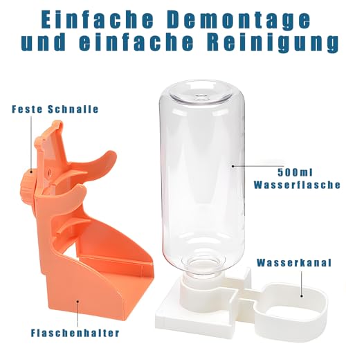 Trinkflasche Kaninchen,500ml Hasentränke Trinkflasche Meerschweinchen Wasserspender für Haustiere Hängende Automatische Trinkwasserflasche Geeignet für Kaninchen,Meerschweinchen, Hamster