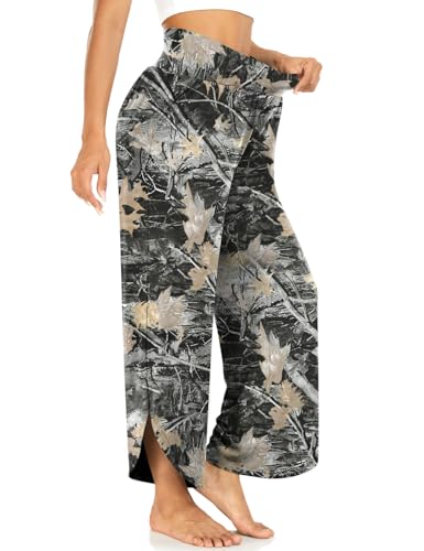 Image of TARSE Women's Wide Leg Yoga Pants Cross High Waist Flowy Split with Pockets | Comfy Lightweight Stretch, Flare Hem Cropped, Loose Dance Pants, Travel & Lounge, Everyday Casual Wear