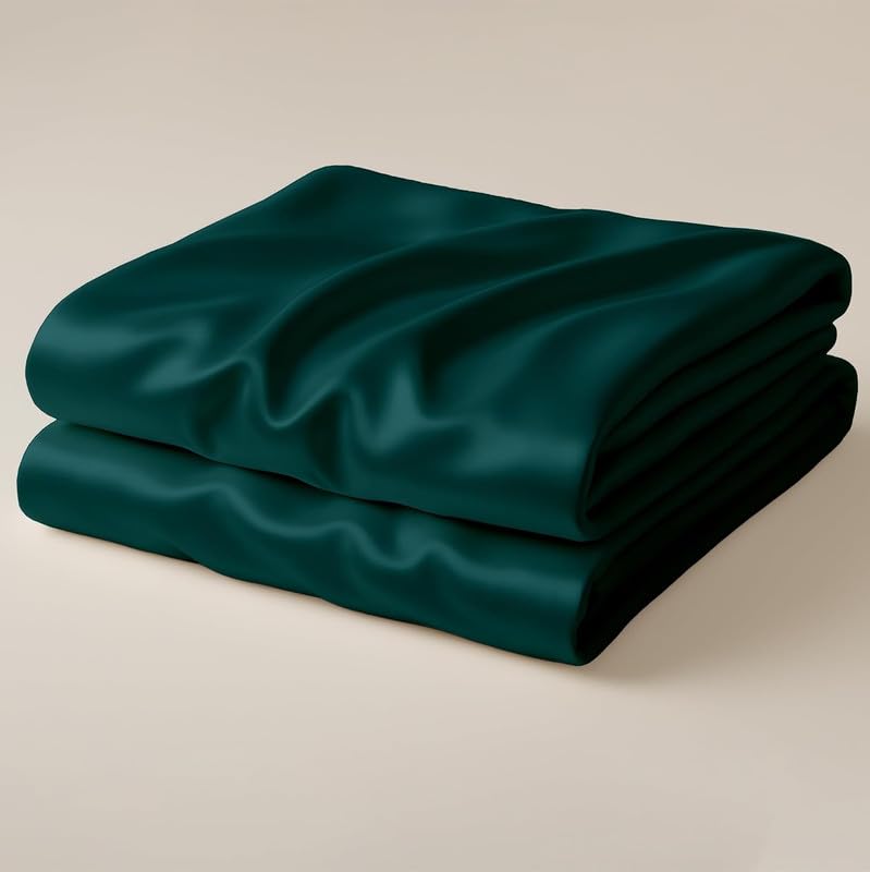 Image of Day Care-Luxury Satin Flat King Size (92x106 Inchs) Bedsheet|Ultra Soft Silky Smooth Touch|Breathable, Lightweight & Skin Friendly|Wrinkle Resistant|Teal