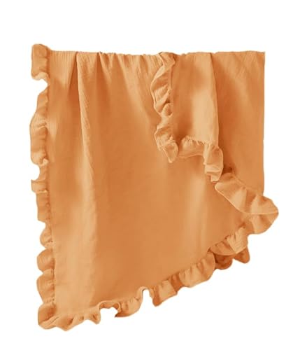 LINXAS おくるみ 新生児 ガーゼ 春 夏 ベビー ブランケット 女の子 綿 100％ コットン フリル 可愛い ギフト プレゼント 出産祝い (オレンジイエロー)