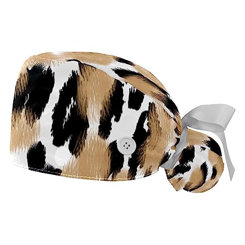 Berretti Bouffant avec Bandeau Sudore Léopard : Bonnet de Travail Femme Homme
