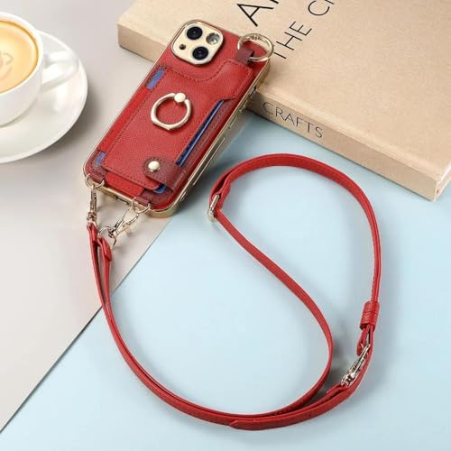 Coque iPhone 11 avec dragonne style maroquinerie rouge pour les sorties