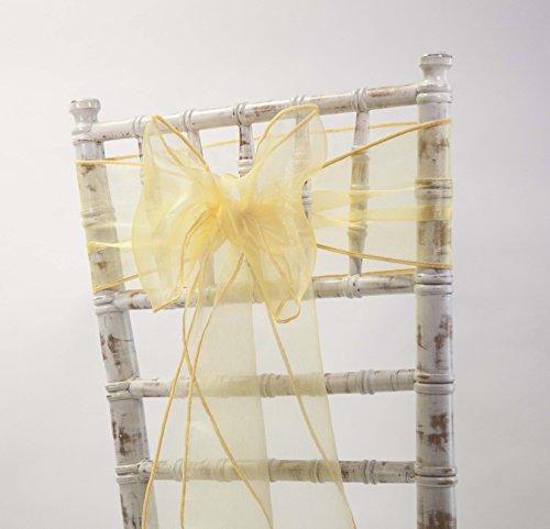 Organza Chair Sashes Bows - Wedding Decor Events - 80 Colours and Matching Runners Available (Gold)