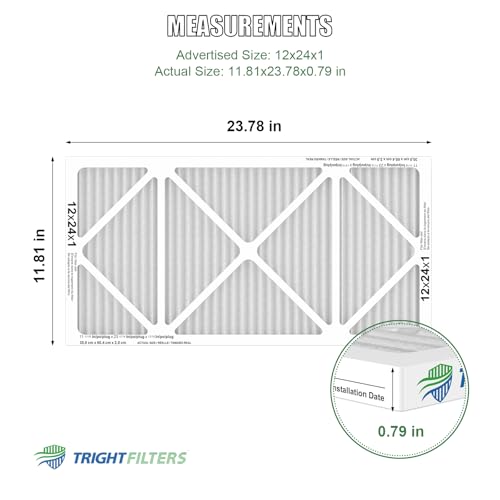 Image of TRIGHTFILTERS 12x24x1 Air Filter 4 Pack, MERV 8 Pleated Dust Defense Air Filters Replacement Air Conditioner HVAC AC Furnace Filter, Durable and Lightweight