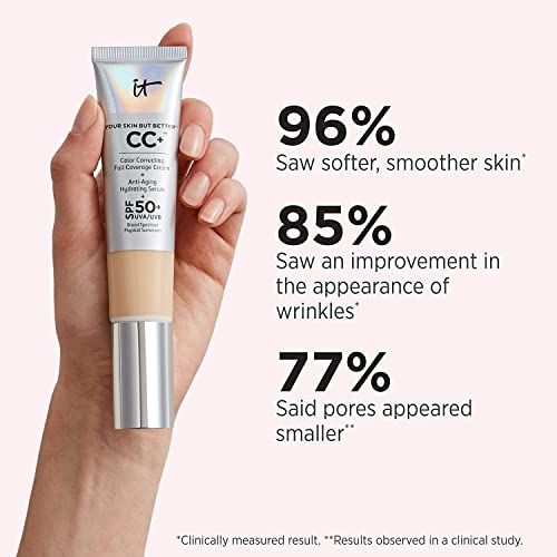 It Cosmetics Cc+ Cream, Light (W) - Color Correcting Cream, Full-Coverage Foundation, Hydrating Serum & Spf 50+ Sunscreen - Natural Finish - 1.08 Fl Oz #TOP5