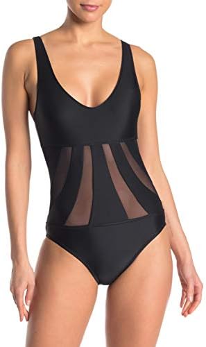 Mossimo Del Mar Mesh Cutout One-Piece Swimsuit, Black, Size Medium