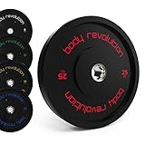 ethos 205 lb. olympic rubber bumper plate set Progettati per barre olimpioniche da 50 mm, bilancieri EZ, bilancieri Curl e bilancieri Hex.
