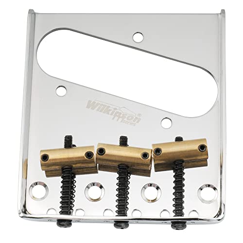 Wilkinson WOT01 54mm Vintage Telecaster Bridge Brass 3-Saddles for Tele TL Style Electric Guitar Chrome