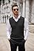 COOFANDY Men's Sweater Vest V Neck Slim Fit Cable Knitted Sleeveless Pullover Sweater Black