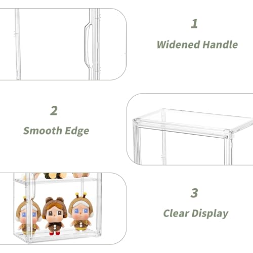 Image of Acrylic Display Case for Collectibles 3 Tier Wall-Mounted Display Case with 2 Movable Plates Clear Display Cases for Figures with Magnetic Door Tall Display Box, 4 Pack
