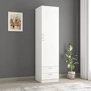 Dhan Laxmi Interior Engineered Wood 1 Door Wardrobe (Finish Color - Frosty White, Knock Down)