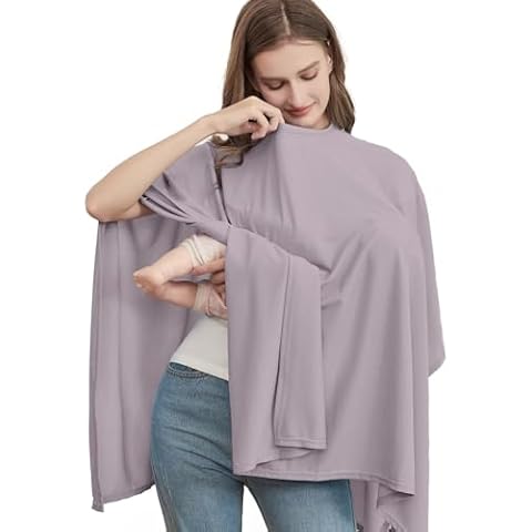 Cooling Knit Nursing Cover for Baby Breastfeeding, Cozy Swaddle, Breathable and Soft, 360° Full Privacy Breastfeeding Coverage, Baby Shower Gifts for Boy&Girl (Cooling Fog Gray) Cover