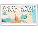 1pcs Hold on! Anime Boobs Sticker for Adult Laptop Skateboard Motorcycle Car Bike Luggage Trolley Case Decoration Waterproof Decals 2in