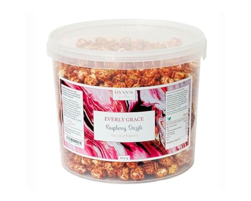 Everly Grace Popcorn – Raspberry Drizzle, 600 g – Cubo de palomitas con frambuesa, cereza acerola y remolacha de nuestra fábrica en Augsburgo, Alemania