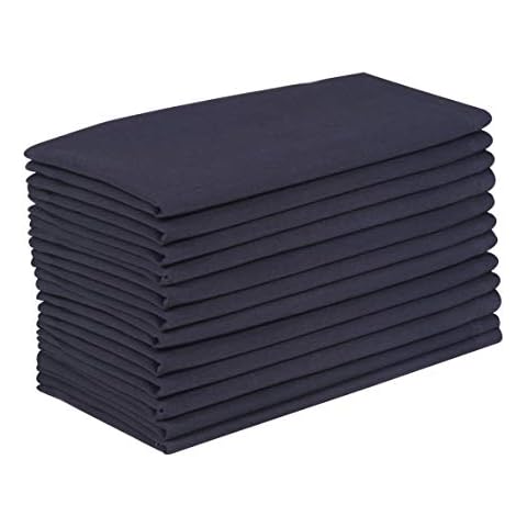 Cotton Flax Fabric Dinner Napkins (Set of 12, 19x19 inches) Tailored with Mitered Corners and a Generous Hem, Cotton Napkin, Soft and Comfortable, Ideal for Events and Regular Home Use, Black Cover