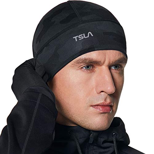 TSLA Thermal Fleece Skull Cap Lightweight Winter Helmet Liner with Soft Micro-Fleece Lining Breathable Fabric Stretch Fit for Outdoor Sports Cycling Training & Cold Weather Use YZC04-JPA_ L