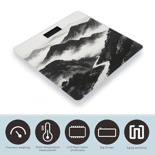 Báscula digital de baño Black and White Mountain vidrio templado miniatura 3