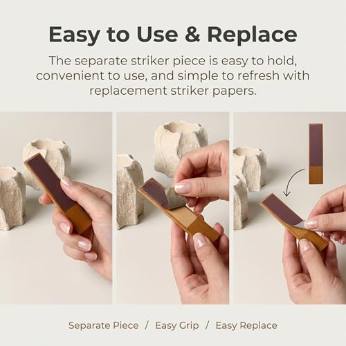 Support d'allumettes en béton avec grattoir pour bougies et cheminée - 8