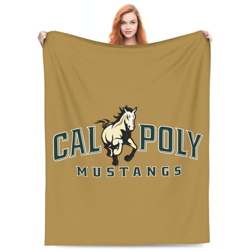 Cal Poly Mustangs Multi-Size Ultra-Soft Flannel Fleece Blanket - Non-Sagging Velvet Blanket