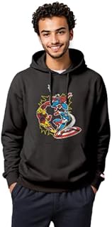 سويت شيرت بغطاء رأس وتصميم افينجرز، أسود، 4XL