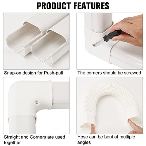 Bewave Air Conditioner Line Cover Kit, Decorative Pvc Line Cover Kit For Mini Split Air Conditioners And Heat Pumps 3" Wx16.1' L #TOP3