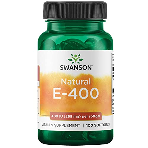 Swanson, Natural E-400, Vitamina E de Alta Dosis, 400 UI, 100 Cápsulas blandas, Testato in Laboratorio, Sin Gluten, No GMO