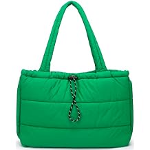 Queenoris Puffer Tote Bag for Women, Large Quilted Lightweight Satchel Purse Travel Gym Bag | PUFFER