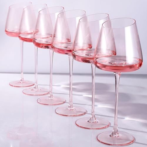 OUHT Pink Slanted Wine Glasses Set of 6