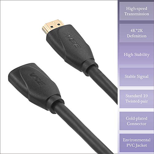 Vce 2-Pack Hdmi Extension Cable Male To Female Gold Plated 4K@60Hz Hdmi Adapter For Google Chrome Cast, Roku Streaming Stick 1.5Ft #TOP1