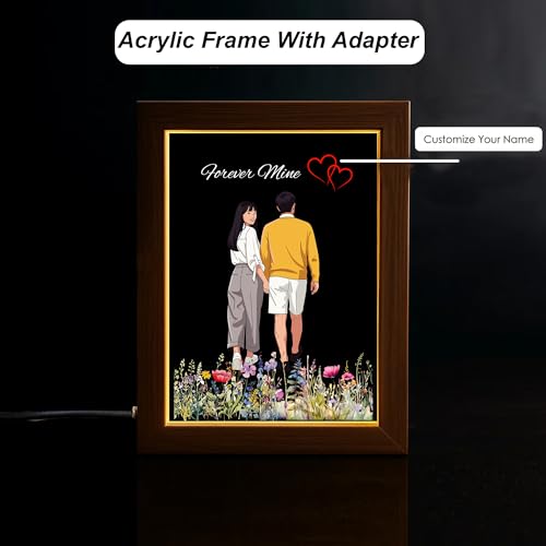 Image of PRINT BHARAT Acrylic Customized Name LED Lamp Personalized Night Light with Name Custom Gift for Birthday Anniversary Home Decor for Men Birthday Kids Friend Return Gift Kids (Reactangle Lamp)