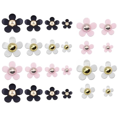 EIHI 24 Stück Crocs Charms,Blumen Schuhanhänger Für Mädchen,Blumen Schuh Charms Mit Knöpfen,Krokodil Anhänger,Damen Mädchen Clogs Sandalen Diy Schuhschmuck