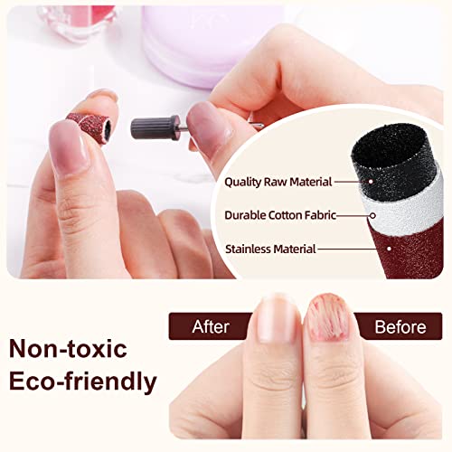 Alle's 150Pcs Sanding Bands For Nail Drill, Efile Sanding Bits For Manicures & Pedicures, 80 Coarse/120 Medium/180 Fine Grit Nail Sanding Bands With 3/32" Nail Drill Bits For Acrylic Gel Nail #TOP3