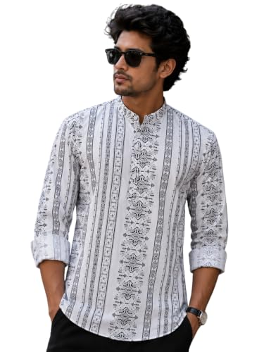 Image of Majestic Man Men's Cotton Regular Fit Short Printed Designer Kurta