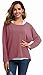 UGET Women's Oversized Baggy Tops Off Shoulder Loose Fitting Pullover Casual Blouse T-Shirt Sweater Long Batwing Sleeve X-Large Purple Red