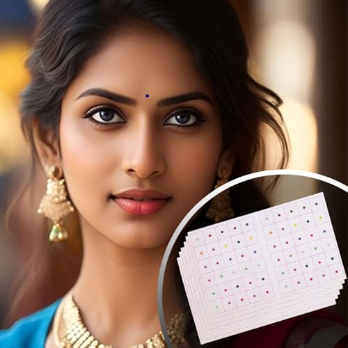 Image of VAMA Fashions 3mm Sticker Small Round Self-Adhesive Bindis Set for Women Girls Reusable Skin-Friendly Non-Toxic Forehead Dots Bindis for Daily & Festive - 6 Cards (3MM Multicolor Bindi)